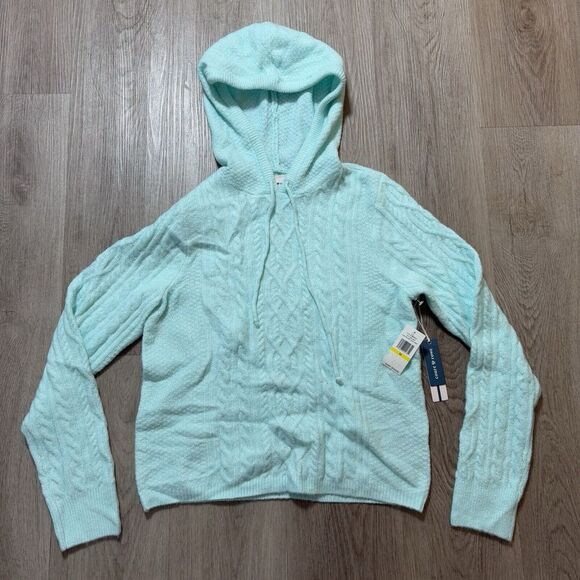 COURT & ROWE‎ Hooded Cable Knit Bennett Sweater Cool Mint Green Size M - Picture 1 of 9
